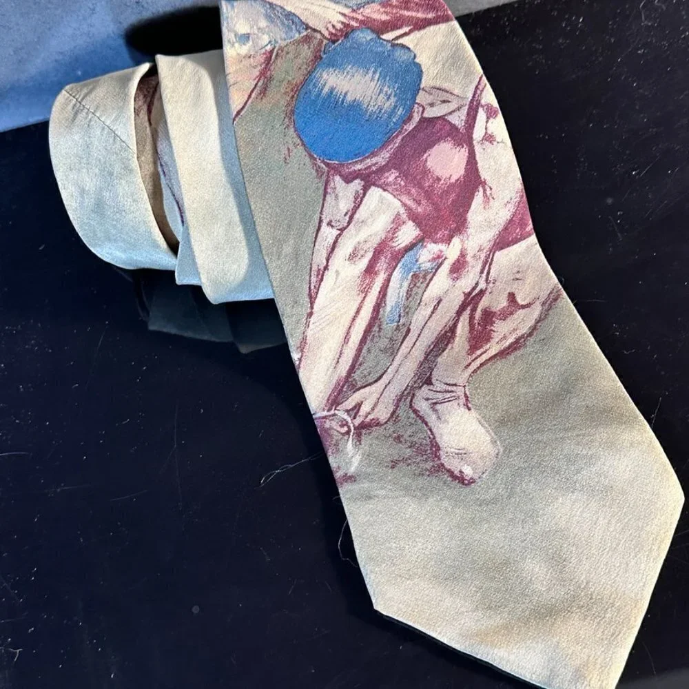 Edgar Degas Ballet Fine Art Painting Tie Vintage Ballerina Dancers Silk